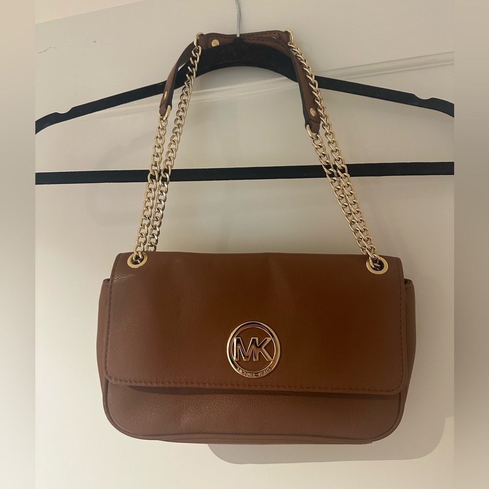 Michael Kors Brown Shoulder Bag with Gold Chain